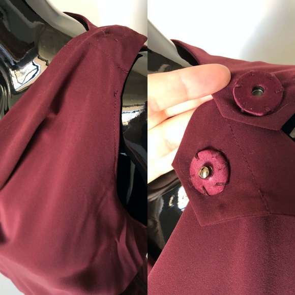 ALICE + OLIVIA 4-6 S SMALL BURGUNDY WINE RED SILKY SHEATH DRAPE NECK DRESS - Picture 5 of 11